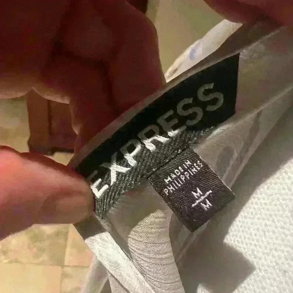 Express sheer ladies front tie blouse button down long sleeve Medium - Picture 6 of 13